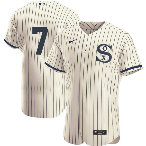 Men Chicago White Sox 7 No Name Cream stripe Dream version Elite Nike 2021 MLB Jersey